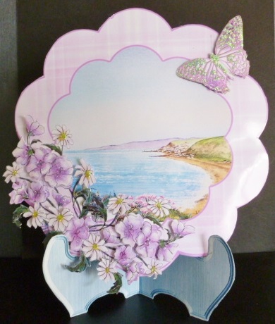 Sea View with Floral Frame and Decoupage by Susan Powell-Barton