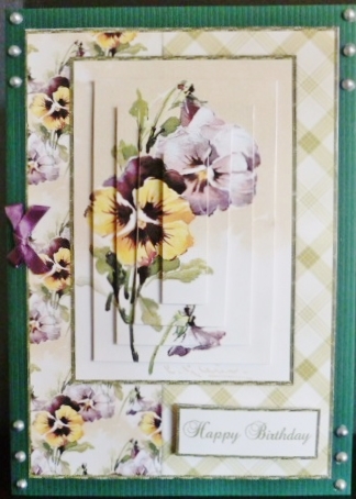 Beautiful Vintage Painted Pansies A5 Quick Card by Susan Powell-Barton