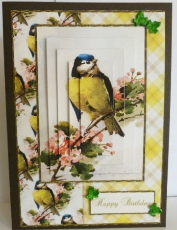 Beautiful Vintage Painted Bird A5 Quick Card by Susan Powell-Barton