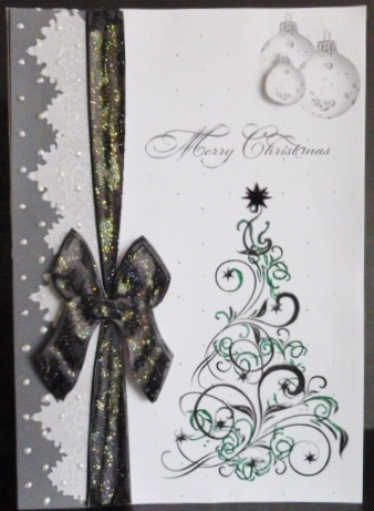Christmas Bow and Lace in Black by Susan Powell-Barton