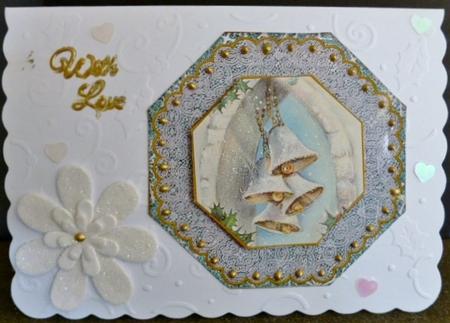 Snow Bells Octagon Lace Picture Fold Card by Susan Powell-Barton