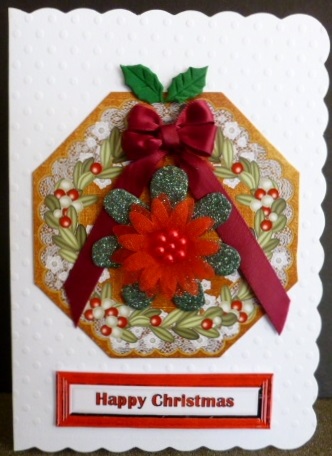 Mistletoe White Dark Gold Lace Octagon 8inch Picture Sheet by Susan Powell-Barton