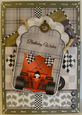 Red Racing Car Pocket Card Front by Susan Powell-Barton