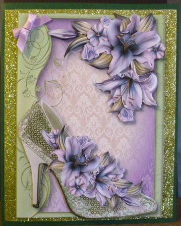 Fabulous Sequin Shoe with Purple Lilies by Susan Powell-Barton