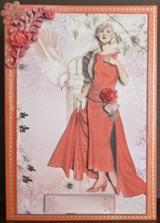 Lady in Red Decoupage Topper by Susan Powell-Barton