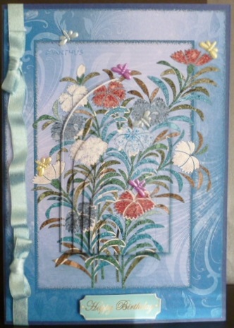 Japanese Floral Notecards 12a, Dianthus, A5 Pyramid Card by Susan Powell-Barton