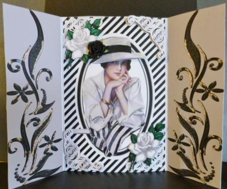 Edwardian Lady with White Roses, Ornate Gatefold by Susan Powell-Barton