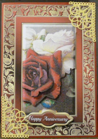 Red & White Roses Fancy Quick Card with Decoupage by Susan Powell-Barton