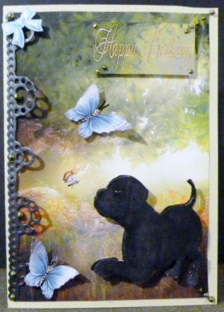 Playful Black Labrador Puppy by Susan Powell-Barton