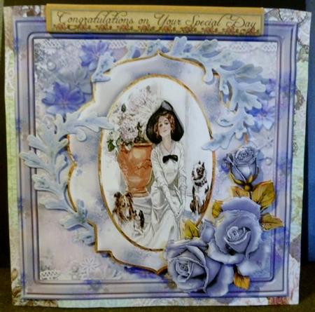 Vintage Lady and Dogs Card with Decoupage by Susan Powell-Barton