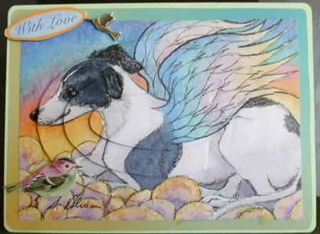 Gazehound Angel Lying in the Clouds Oval Pyramage by Susan Powell-Barton