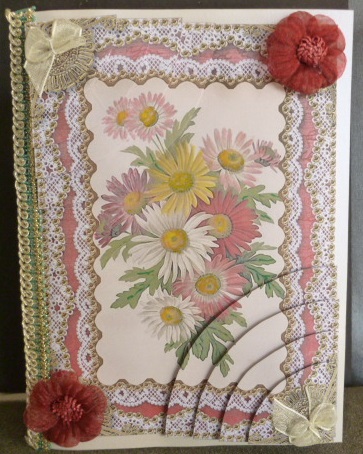 Crazee Daisies Gold Lace 7x5inch Duo Corner Stack Card Front by Susan Powell-Barton