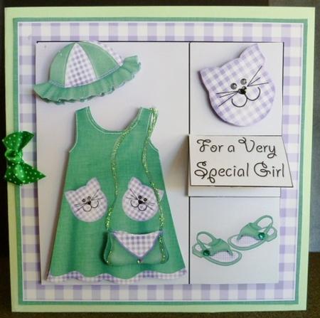 Little Miss 5x5 Decoupage in Heather and Fern by Susan Powell-Barton