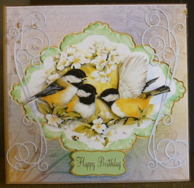 Spring Chikadee's Topper with Decoupage by Susan Powell-Barton