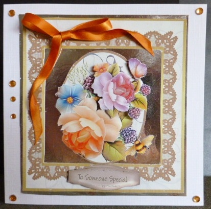 Beautiful Roses on Cream and Brown by Susan Powell-Barton
