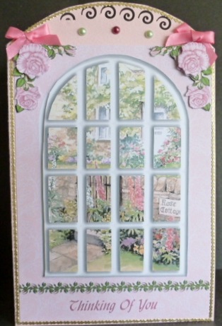 Rose Cottage Arched Window Thinking of You Topper Decoupage by Susan Powell-Barton