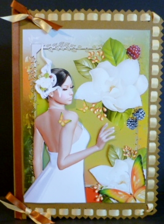 White Magnolia Lady Card Front by Susan Powell-Barton