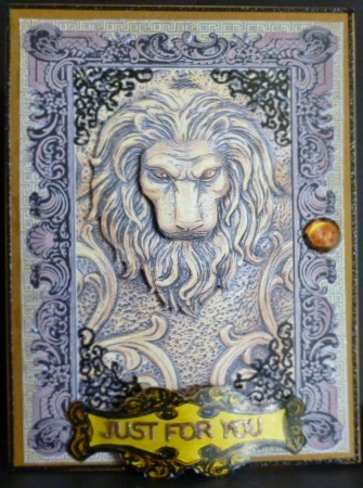 Lion's Head Birthday Card Topper by Susan Powell-Barton