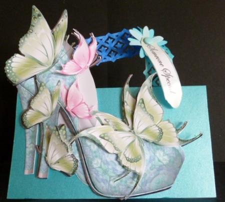 Butterfly Green Shoe Card Mini Kit by Susan Powell-Barton