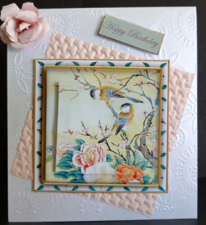 Oriental Birds 1 Anglaise 8in Picture Topper Sheet by Susan Powell-Barton