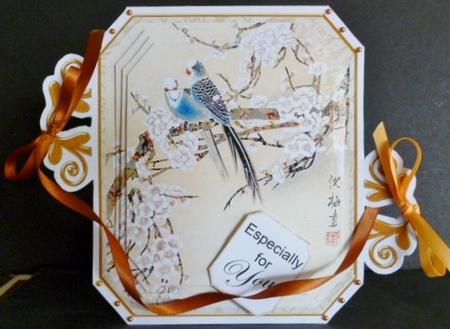 Oriental Birds 3 Oriental Fancy Emerald Decoupage Mini Kit by Susan Powell-Barton