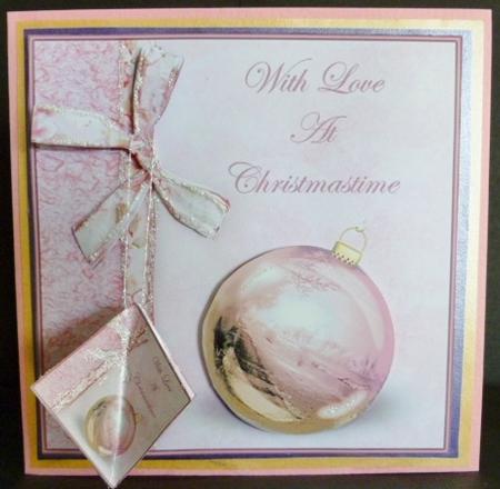 Pink Bauble 8x8 Square Card Front by Susan Powell-Barton