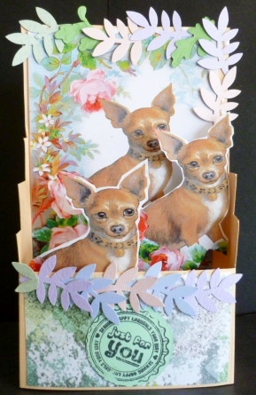 Cute Little Chihuahua with Roses in the Garden A4 by Susan Powell-Barton