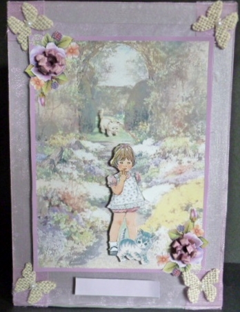 Little Girl & Kittens in the Garden Topper & Decoupage by Susan Powell-Barton
