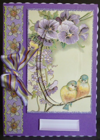 Pretty Birds on a Branch of Pansies Oval Pyramids by Susan Powell-Barton