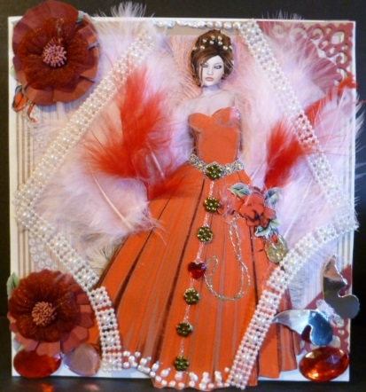 Lady in Red with Feathers by Susan Powell-Barton
