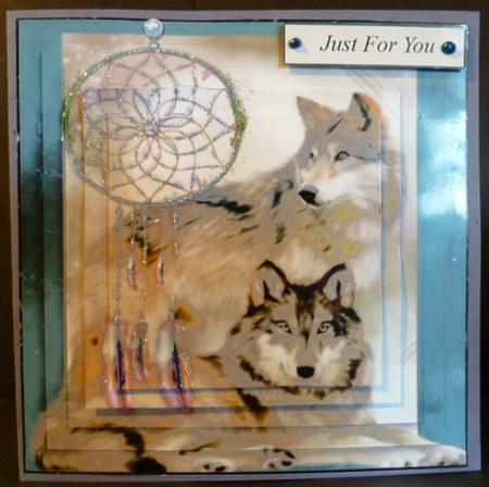 Wolf Dream Catcher with Pyramid Layers by Susan Powell-Barton
