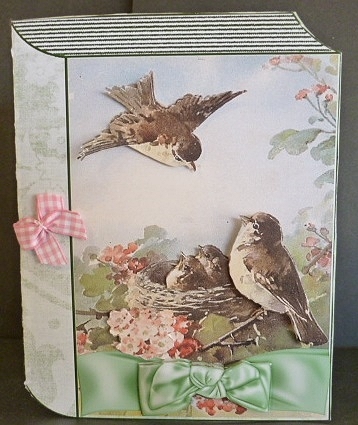 Spring is Here! Birds in a Nest with Bow Folded Book by Susan Powell-Barton