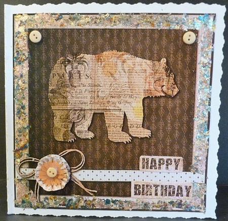 Altered Art Bear Card Topper by Susan Powell-Barton