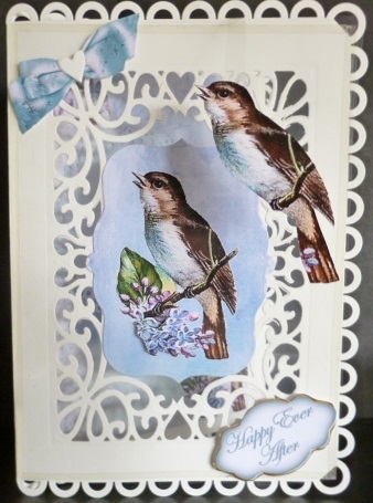 Vintage Bird on Lace in Blue A5 Insert by Susan Powell-Barton
