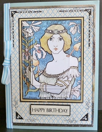 The Lady with Golden Hair A5 Card Front Minikit by Susan Powell-Barton