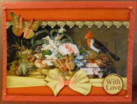 Cardtopper Flowers and Bird 305 by Susan Powell-Barton