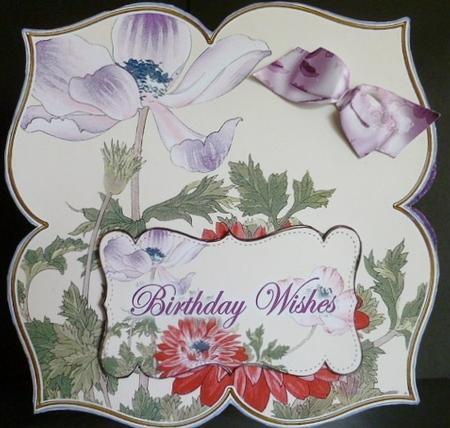 Anemone2 Birthday Wishes 8in Large Blooms Fancy Topper by Susan Powell-Barton