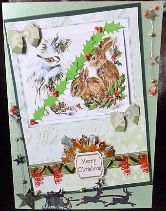 Little Bunnies in the Snow with Bird and Bows by Susan Powell-Barton