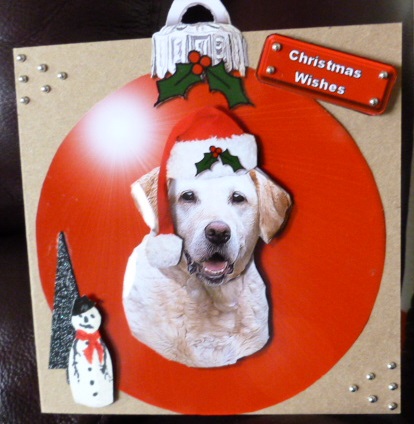 Golden Labrador Christmas Bauble Decoupage by Susan Powell-Barton