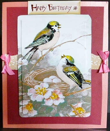 Song Bird with Peach Flowers and Lace, Pyramids by Susan Powell-Barton