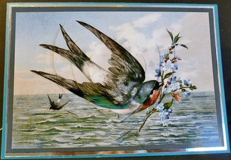 Vintage Bird with Flowers Heart Shaped Pyramid by Susan Powell-Barton