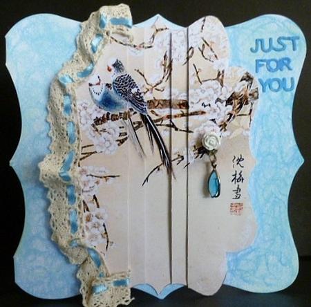 Oriental Birds Bracket Side Stackers by Susan Powell-Barton