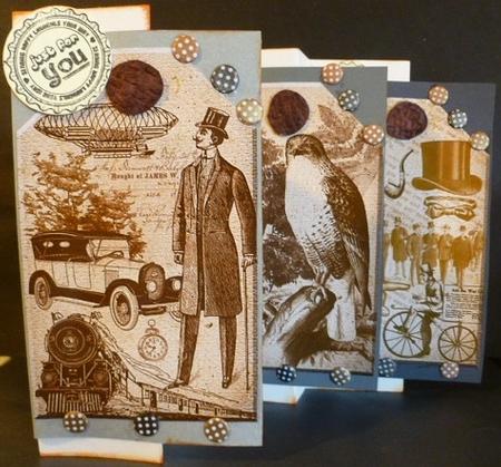 4 Vintage Tag Toppers for Men by Susan Powell-Barton