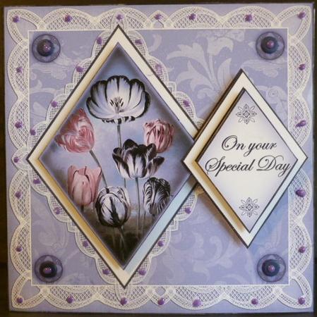 Black Tulips Special Day 7in Double Diamond Topper by Susan Powell-Barton