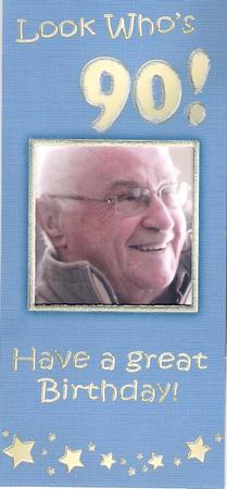 Add a Photo 90th Birthday Card with Easy Fold Frame by Susan Rapin