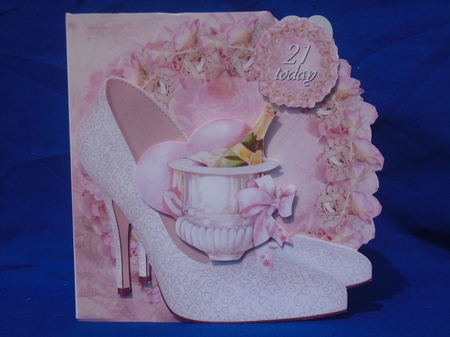 Champagne Shoes for Wedding or Coming of Age Shaped Card by Susan Smith
