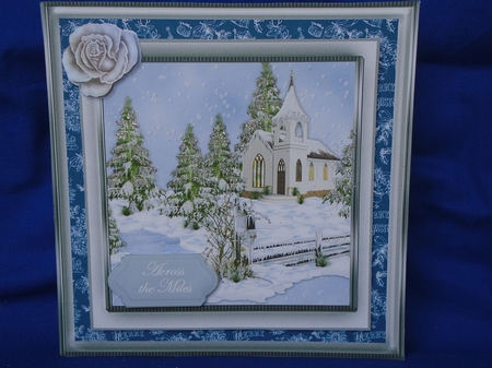 Snowy Church Scene Mini Kit with Decoupage and Envelope by Susan Smith