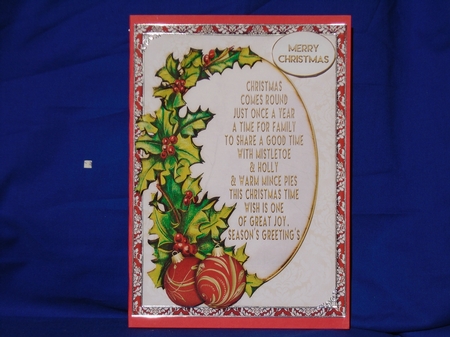 Christmas Holly & Bauble with Text Red by Susan Smith