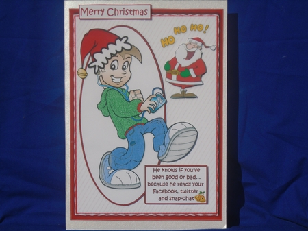 Teen boy and Santa quick card by Susan Smith