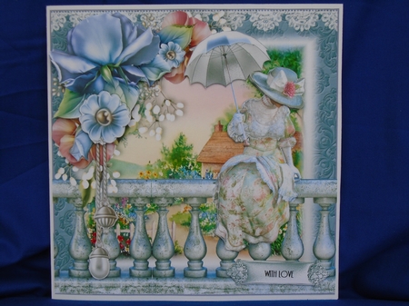 An Edwardian Summer Garden Card Front Kit 8x8 by Susan Smith